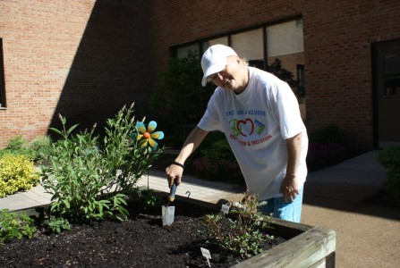 Brenda at hospital gardening