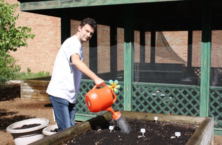 Ryan at hospital gardening