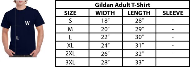 Image is a sizing chart for choosing T-shirt sizes.