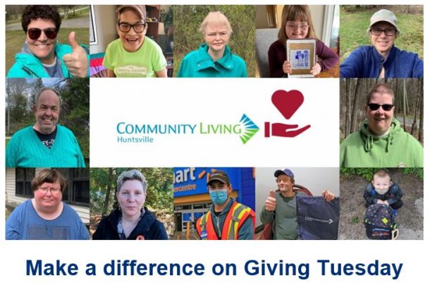 A 12-photo collage of people's smiling faces. Text reads: Make a difference on Giving Tuesday.
