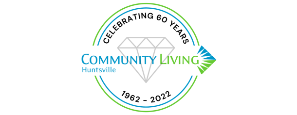 A logo. Text reads: Community Living Huntsville. Celebrating 60 Years, 1962 to 2022.