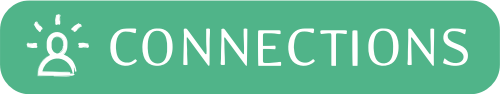 Connections Logo White text on green background what reads "Connection", plus icon of a person with lines radiating outward around them