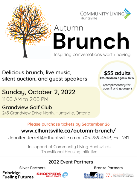 A poster for Community Living Huntsville's 2022 Autumn Brunch.