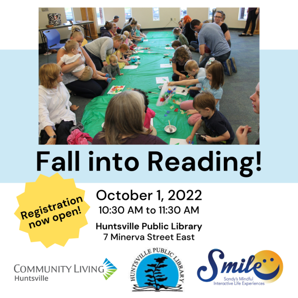 A poster for the Fall Into Reading event at Huntsville Public Library in 2022..