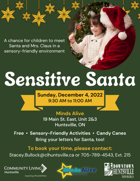 Poster for 2022 Sensitive Santa event happening December 4