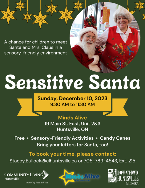 A poster for the 2023 Sensitive Santa event happening December 10.