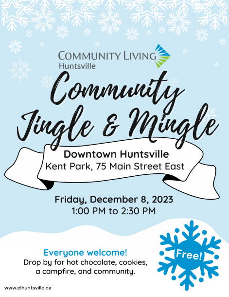 A poster for Community Living Huntsville's 2023 Jingle and Mingle.