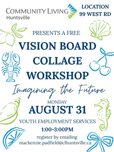 Poster for Vision Board Collage Workshop happening August 2026.